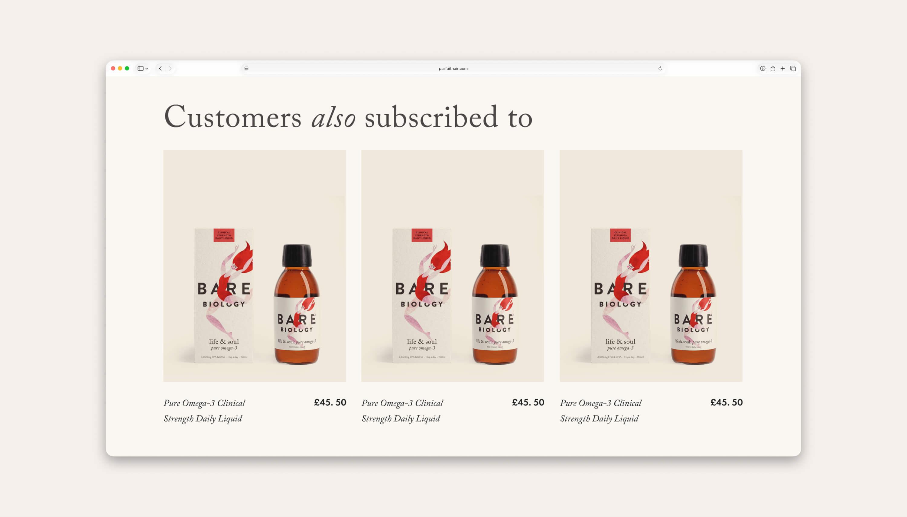 Mock-up of secondary section promoting other subscription products.