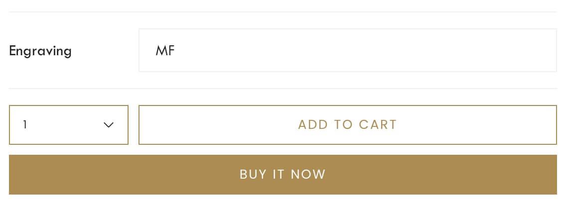 Screenshot of an “Engraving” line item property added via the Customizer