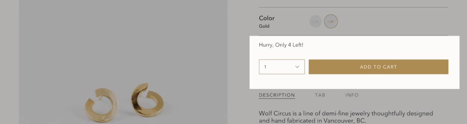 Example of the Inventory countdown block