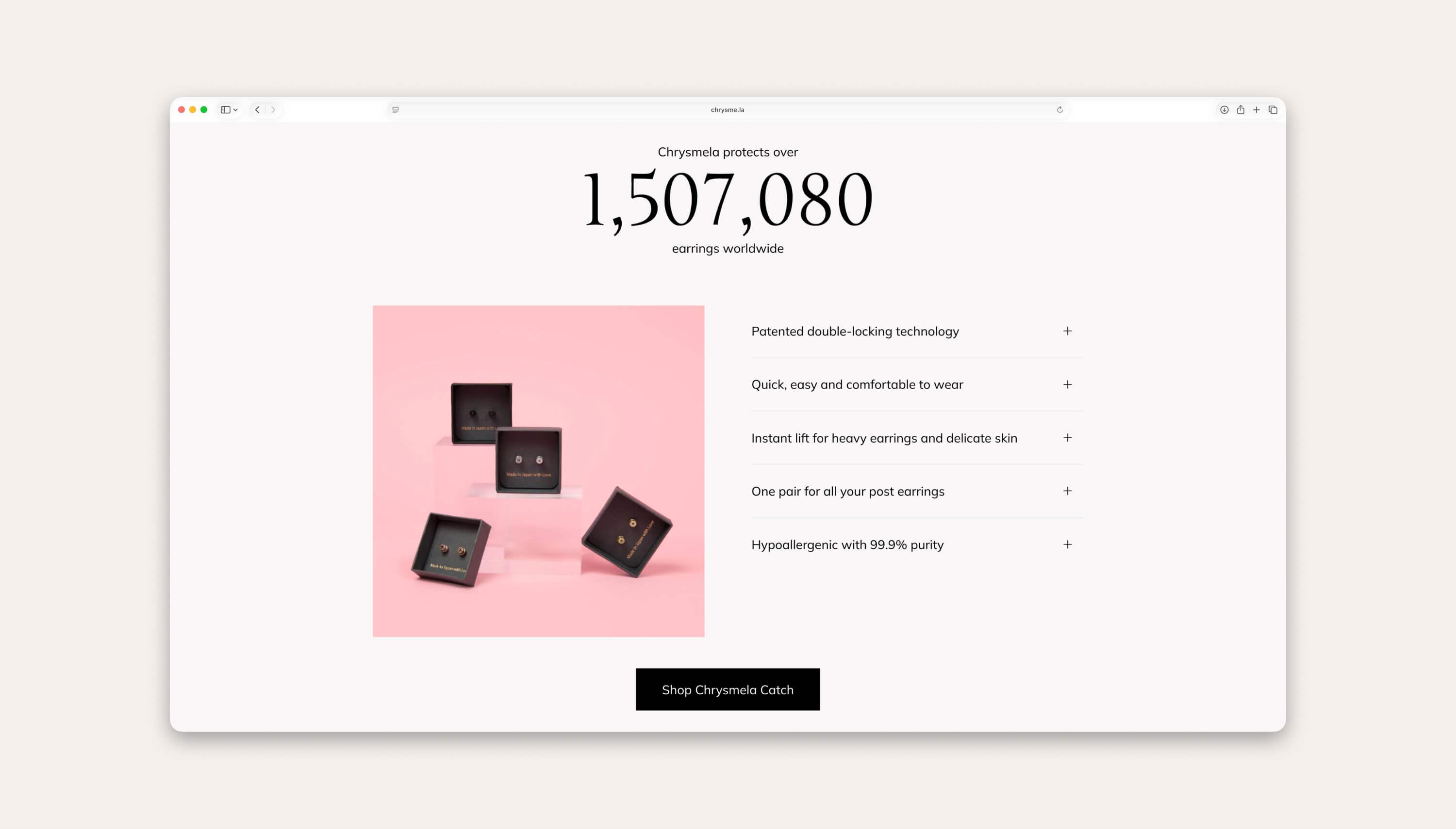 Chrysmela section showing number of customers alongside key features.