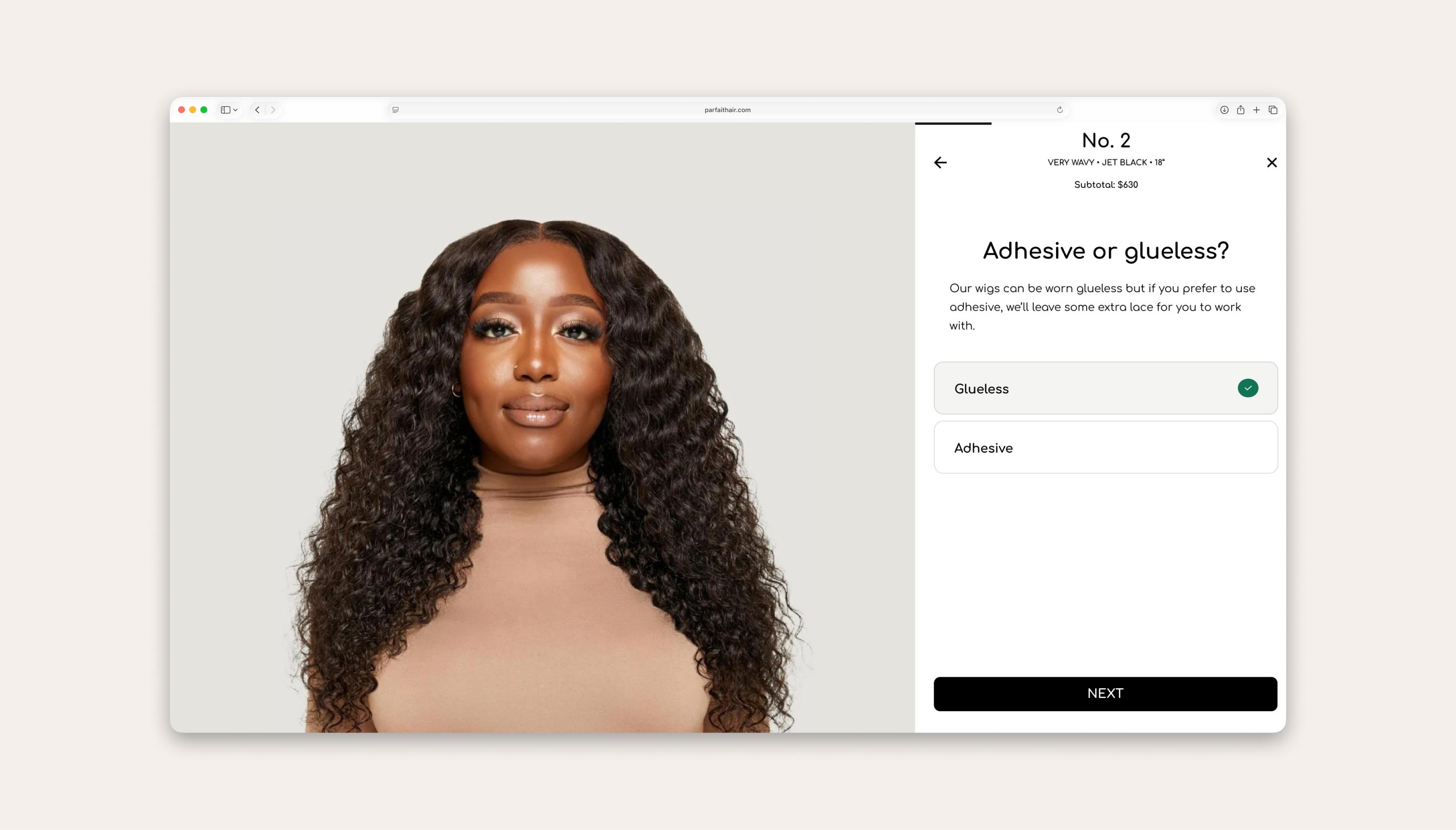 One of the screens in the custom product customizer.