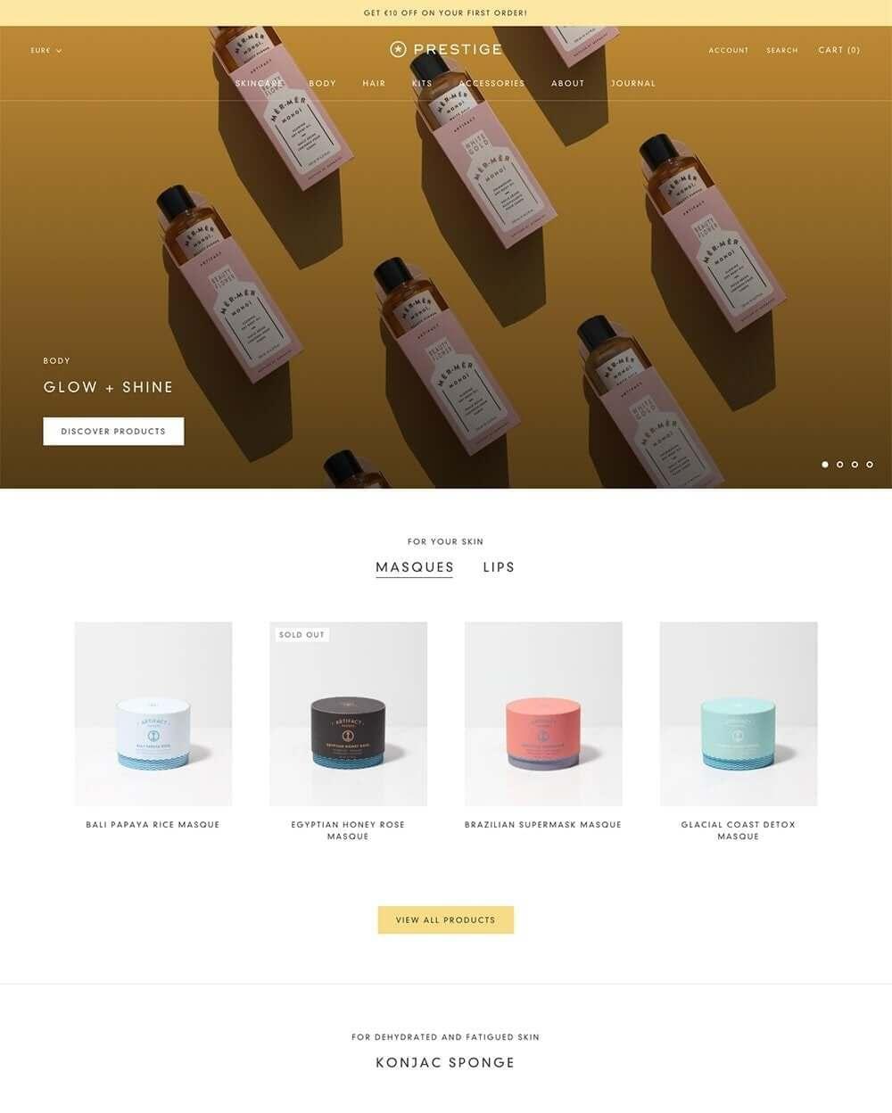 Screenshot of Prestige Shopify Theme with Vogue preset