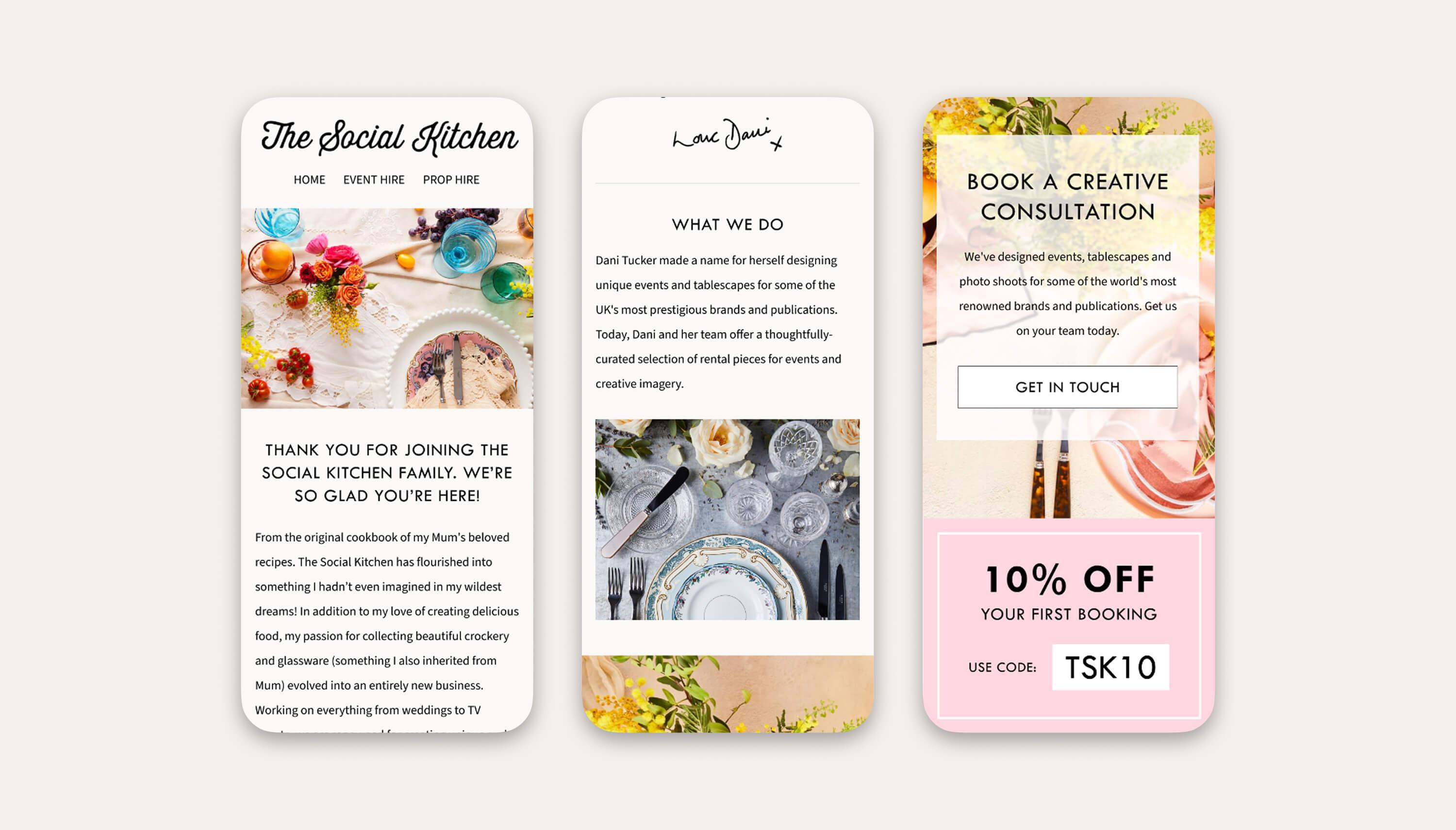 Email marketing campaign designs.